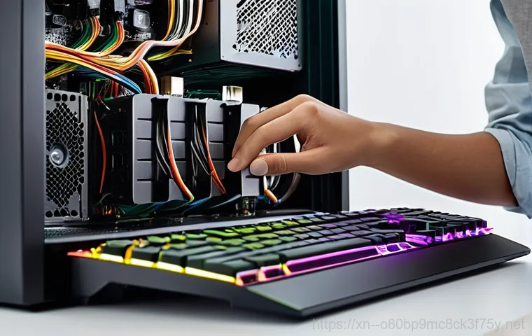 모가면 WHEA_UNCORRECTABLE_ERROR - **Prompt:** A close-up, dramatic shot inside a desktop computer tower, bathed in a warm, intense red...
