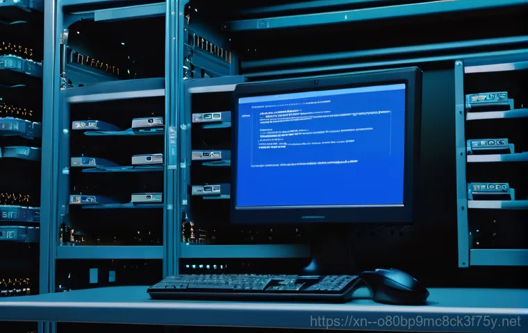 권농동 BAD_POOL_CALLER - "A detailed, wide-angle shot of a personal computer setup with a monitor displaying a stark blue scr...