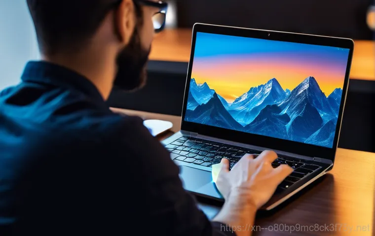 남대문 부팅안됨 - **Image Prompt 2: Laptop Stuck on Boot Screen**
    A close-up shot of a modern laptop screen displa...