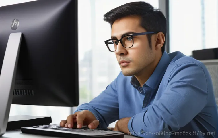문봉동 윈도우7 windows7 재설치 포맷  초기화 - A young adult, looking frustrated and stressed, sits at a computer desk. The computer screen display...