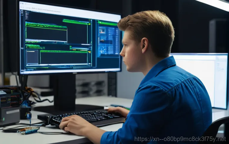 하야동 SYSTEM_THREAD_EXCEPTION_NOT_HANDLED - **Prompt 1: The Sudden Blue Screen Encounter**
    A person (gender-neutral, late 20s-early 30s) sit...