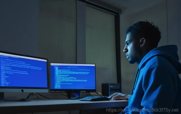 팔달구 PFN_LIST_CORRUPT - Image Prompt 1: The Frustration of a Blue Screen**