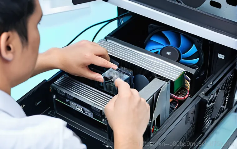 토평동 HARDWARE_FAILURE - A close-up of a person, appearing frustrated and stressed, looking at a desktop computer monitor tha...