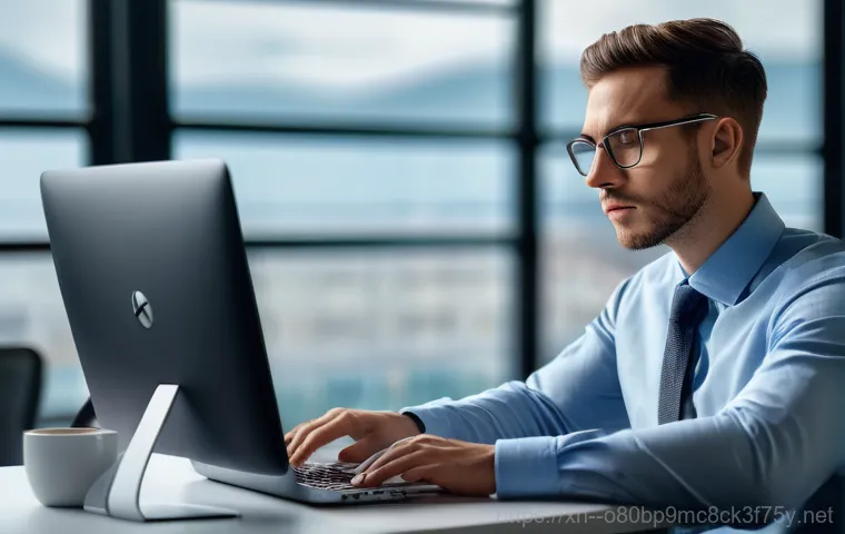 팔달구 pc에 문제가 발생하여 다시 시작해야 합니다 - A young adult, male or female, sits at a desk in a home office, looking utterly frustrated and distr...