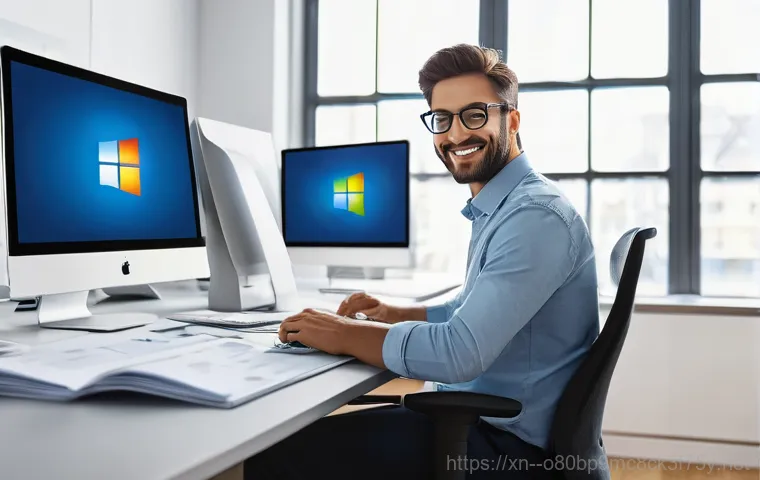 기안동 STATUS_FILE_IN_USE - **Image Prompt 2: Actively Troubleshooting**
    A mid-shot of a person (gender-neutral, perhaps a p...