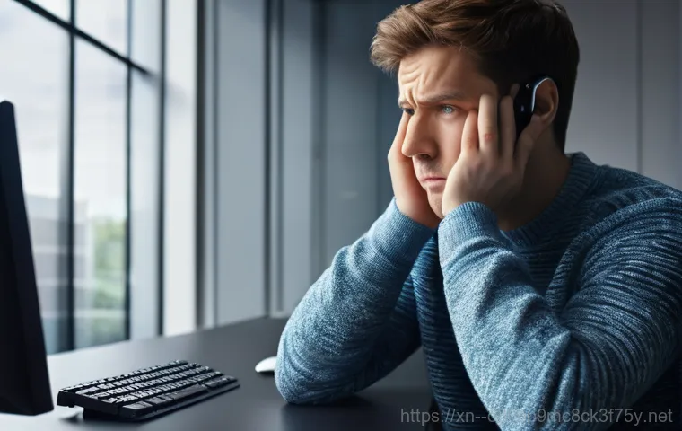 용인시 STATUS_KERNEL_BLOCKED - Image Prompt 1: The Frustrated User**