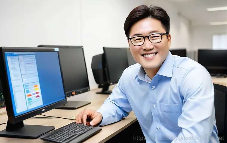 조리읍 서버출장방문수리점 - **Prompt:** A professional Korean IT technician, wearing a clean uniform with a company logo, is met...