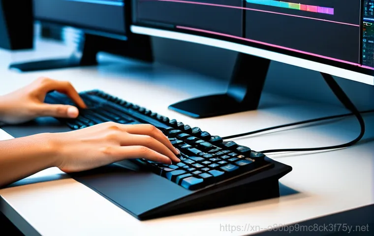 장사동 프로그램응답없음 - A young professional, looking visibly stressed and frustrated, stares at a desktop computer monitor ...
