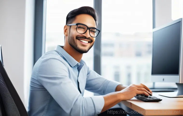 다산동 출장방문윈도우 windows 설치 - A polite and competent computer technician, wearing a clean, professional uniform with a subtle comp...