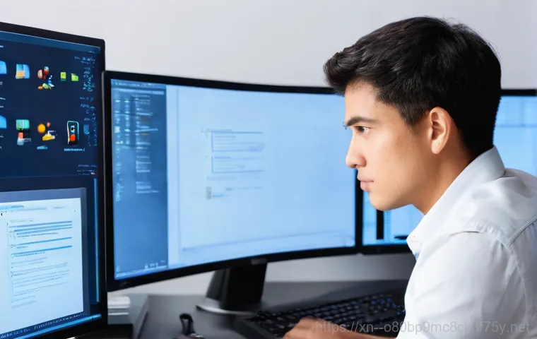 화산동 STATUS_INVALID_THREAD - **Prompt:** A young adult, looking visibly frustrated and stressed, stares intently at a computer mo...
