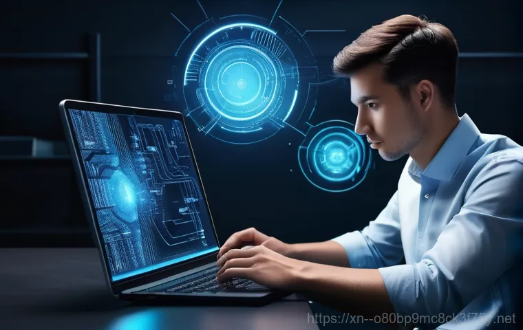 연남동 SYSTEM_SERVICE_EXCEPTION - **Prompt 1: Initial Frustration with Blue Screen**
    "A young adult, appearing stressed and exaspe...
