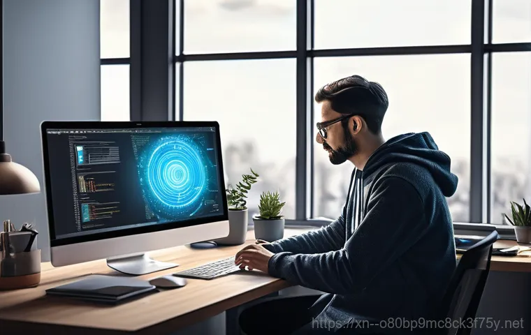 이동 linux재설치 포맷  초기화 - A person in their late 20s to early 30s, looking initially stressed and frustrated at a computer scr...