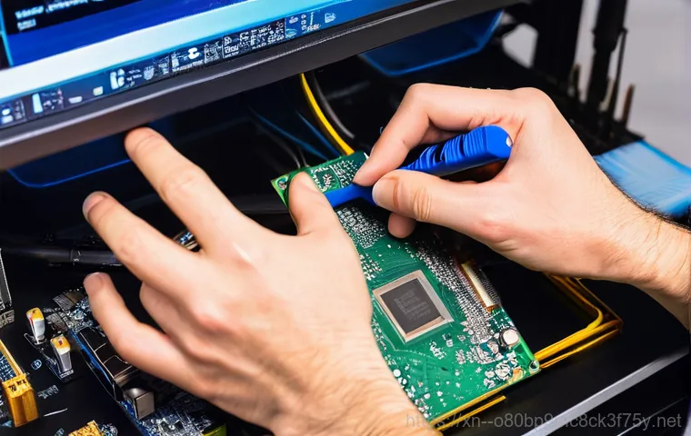 파주시 VGA조립 및 교체수리 - **Prompt 2: Signs of a Failing Graphics Card**
    A close-up shot of a computer monitor displaying ...