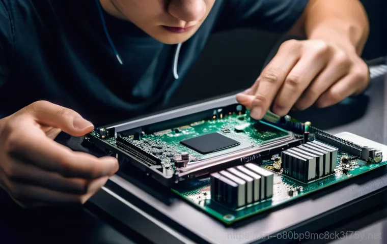 매산로 하드조립 및 교체수리 - A knowledgeable computer repair technician, wearing a clean, branded polo shirt and protective glove...