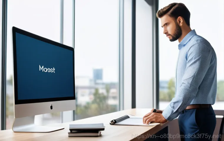 장항동 STATUS_SESSION_TIMEOUT - A person, dressed in casual smart attire, sits intently at a computer desk, surrounded by papers and...
