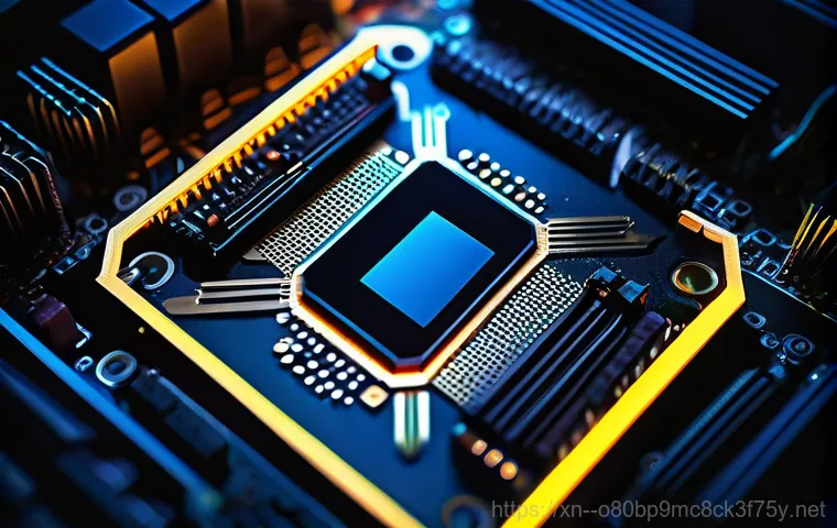 용신동 메인보드조립 및 교체수리 - A professional computer repair technician, in a clean, well-lit workshop, intently examining an open...