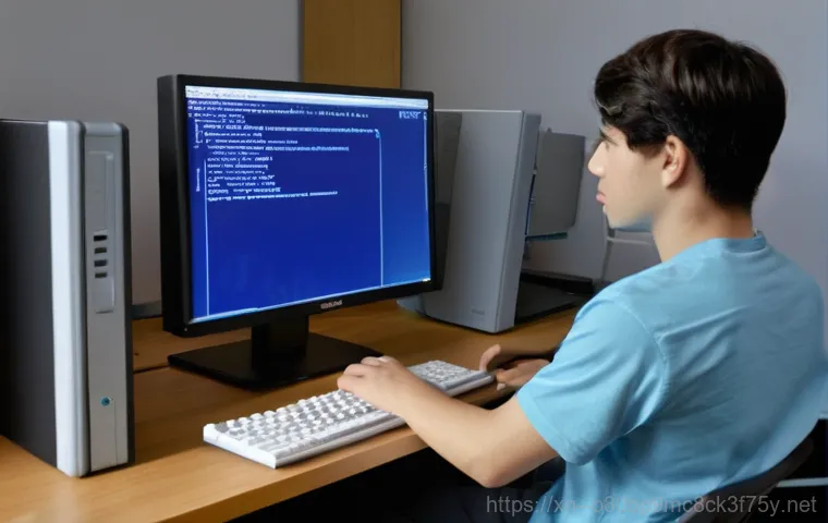 경안동 NTFS_FILE_SYSTEM - A young person, approximately 16-18 years old, sits at a desk in a moderately lit room, looking dist...