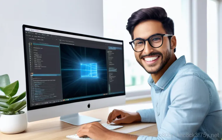 은현면 컴퓨터업그레이드 - A young adult, dressed in casual everyday clothes, sits at a cluttered desk in a home office setting... 은현면 컴퓨터업그레이드 - A young adult, dressed in casual everyday clothes, sits at a cluttered desk in a home office setting...