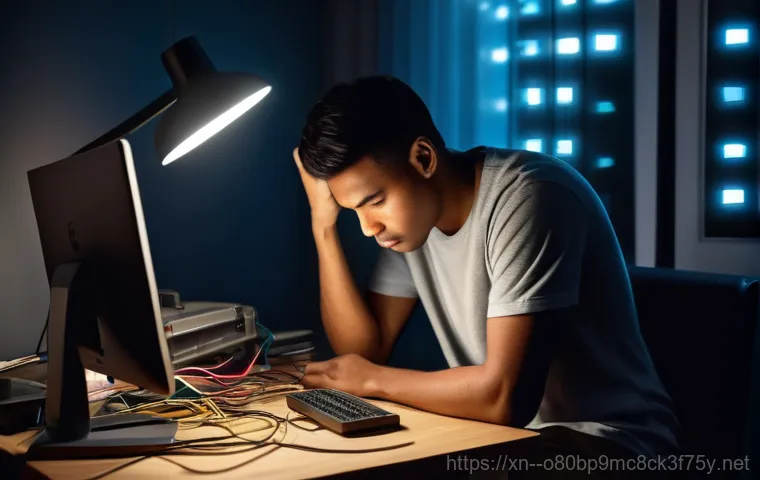 학온동 STATUS_CONNECTION_REFUSED - **Prompt:** A young adult, looking visibly frustrated and leaning back in their office chair, stares...