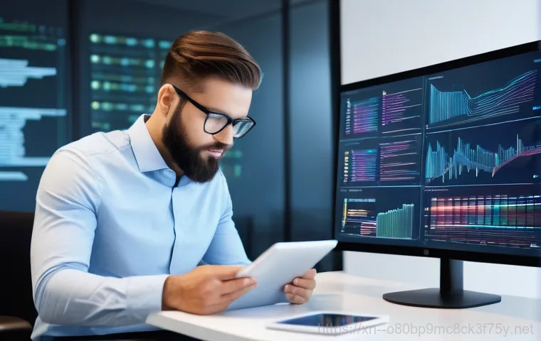 신흥동 SOFTWARE_EXCEPTION - A young adult, perhaps in their mid-20s, with a slightly frustrated but determined expression, sits ...