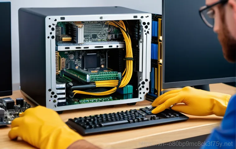 상일동 BAD_SYSTEM_CONFIG_INFO - **Prompt:** A young woman in her late 20s is sitting at a dimly lit desk in her home office at night...