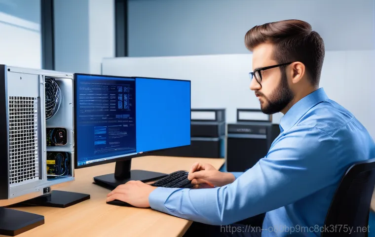 상패동 STATUS_KERNEL_MODE_EXCEPTION - A detailed, high-tech close-up of the internal components of a powerful desktop computer. One RAM mo...