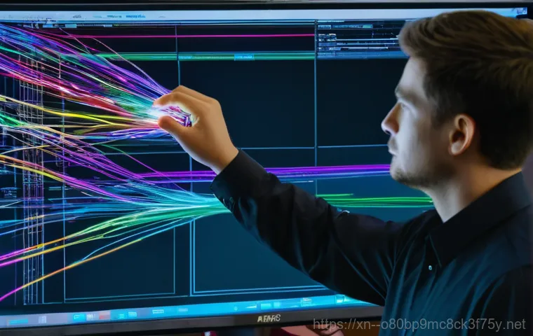 어둔동 STATUS_KERNEL_RESOURCE_ERROR - A close-up of a person's concerned face, illuminated by the ominous blue glow of a computer screen d...
