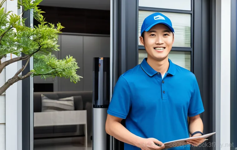 평창동 컴퓨터 desktop 출장방문수리점 - A professional male computer technician, in his late 30s, wearing a clean, branded polo shirt, stand...
