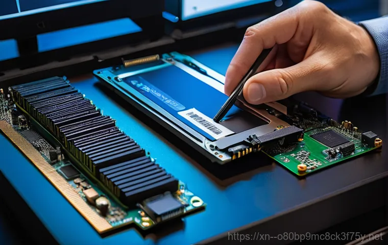 과천동 SSD조립 및 교체수리 - A detailed close-up shot of various SSD types, including a
