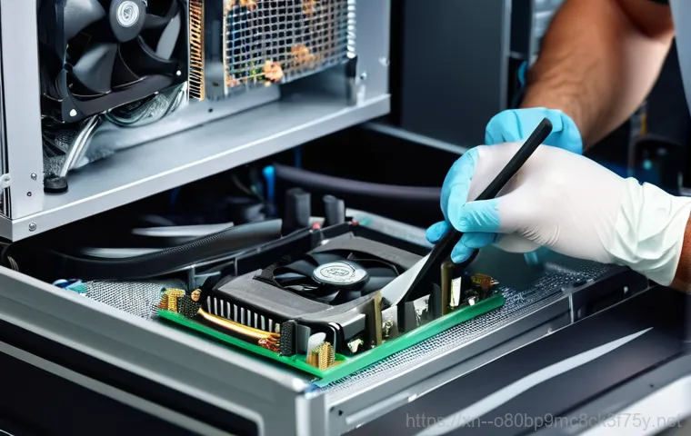 월곡동 컴퓨터 desktop 출장방문수리점 - A professional computer technician, wearing a neat uniform and an ID badge, is meticulously inspecti...