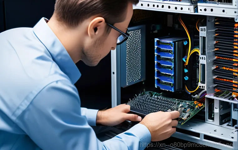 기안동 컴퓨터멈춤 - An interior view of a desktop computer case, focusing on a CPU fan and heatsink heavily coated in du...