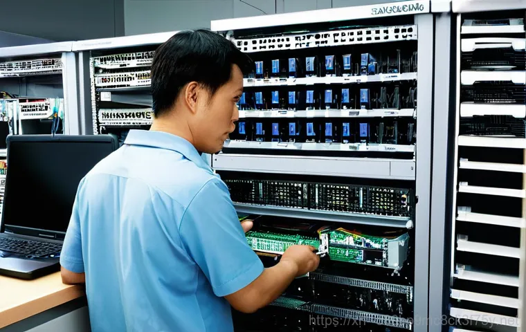 공덕동 파일서버출장방문수리점 - **Scene: Office in Disarray – Server Failure Crisis**
    A wide shot of a bustling, modern small-to...