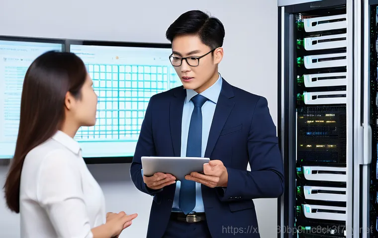 공덕동 파일서버출장방문수리점 - **Scene: Expert On-Site Server Repair**
    A medium close-up shot focusing on a highly skilled male...
