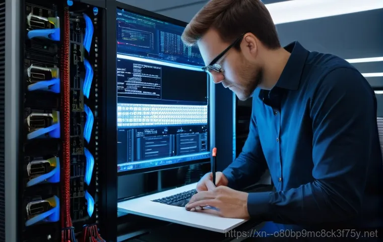 수내동 STATUS_KERNEL_INIT_FAILURE - A person sits at a desk, looking bewildered and frustrated at a computer monitor displaying a blue s...