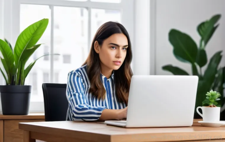 누상동 STATUS_FILE_NOT_FOUND - A worried adult, dressed in comfortable casual wear, sits at a home office desk, staring intently at...
