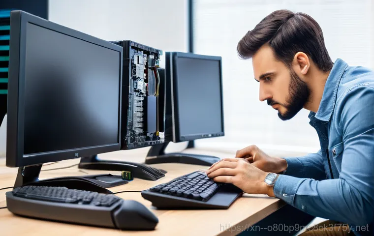 청평면 STATUS_KERNEL_DEBUG_FAILURE - **Image Prompt: The Blue Screen of Panic**
    A person, appearing frustrated and slightly panicked,...