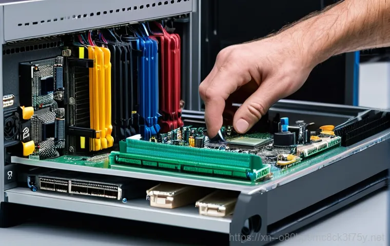 관교동 UNEXPECTED_KERNEL_MODE_TRAP - **Prompt:** A highly detailed, close-up shot inside an open computer case, focusing on the motherboa...