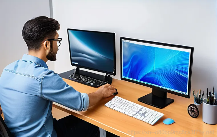 관문동 STATUS_KERNEL_THREAD_INTERRUPTED - A person, appearing knowledgeable and focused, troubleshooting a desktop computer. The computer case...