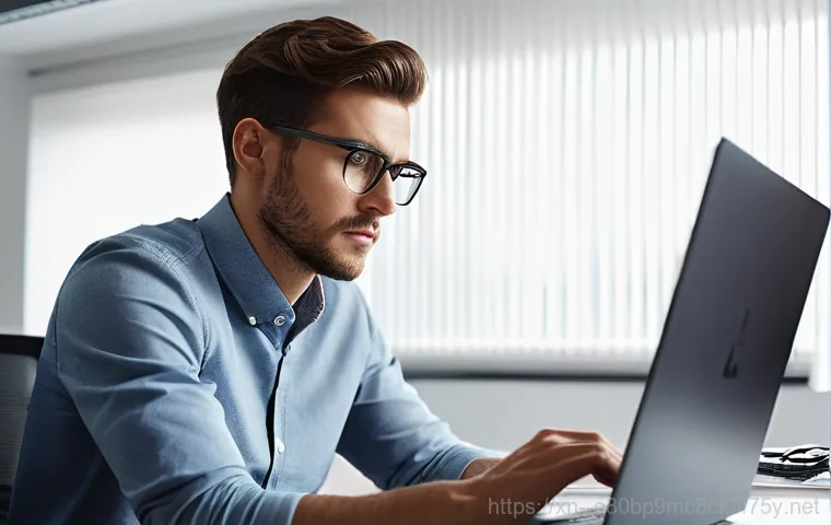 산황동 윈도우8 windows8 재설치 포맷  초기화 - **Prompt 1:** A young professional, appearing visibly frustrated and overwhelmed, sits at a desk in ...