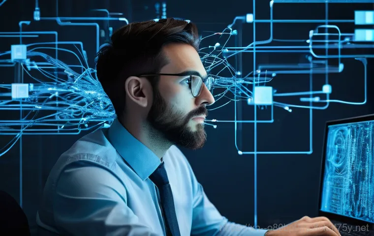 증포동 STATUS_KERNEL_CONFIGURATION_ERROR - A young adult, looking stressed and confused, stares at a desktop monitor displaying a vivid blue sc...