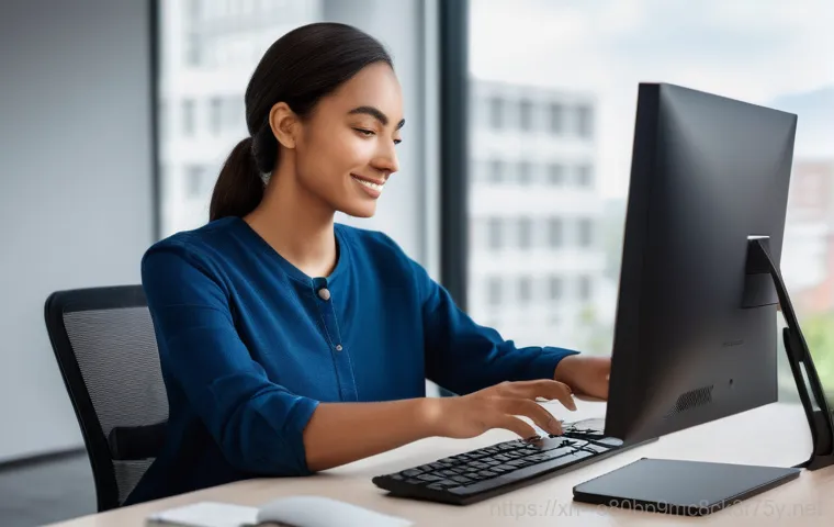 강매동 윈도우11 windows11 재설치 포맷  초기화 - **Image Prompt 2: Diligent Data Backup**
    "A well-organized, brightly lit modern workspace. A per...