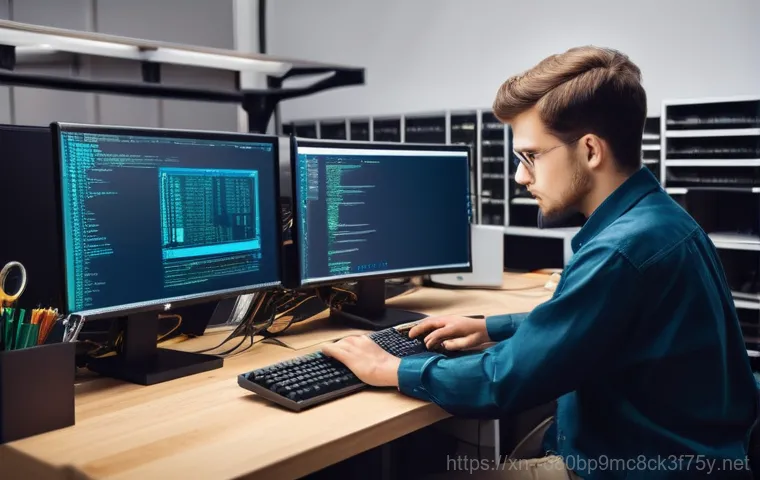 진관동 CRITICAL_PROCESS_DIED - **Prompt:** A young adult, male or female, sitting at a desk with a computer displaying a prominent ...
