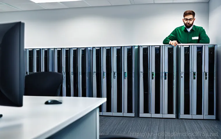 왕십리 파일서버출장방문수리점 - **Prompt 1: Office Server Meltdown Panic**
    A wide shot of a modern, busy office in the Wangsimni...