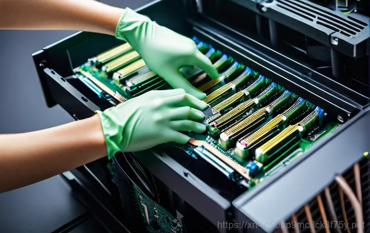 원창동 입력신호가 없습니다 - **Image Prompt 2: Close-up Cable Inspection**
    A detailed, close-up shot focusing on an adult's h...