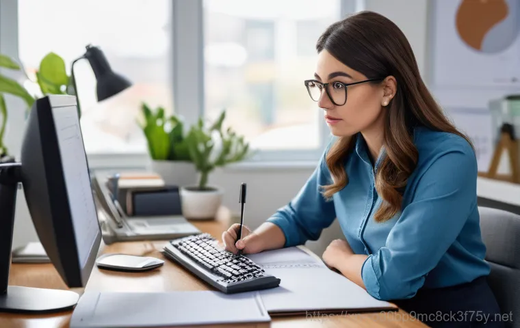 상사창동 STATUS_MODULE_CORRUPTION - A young female blog influencer, in her late 20s to early 30s, is seated at her modern home office de... 상사창동 STATUS_MODULE_CORRUPTION - A young female blog influencer, in her late 20s to early 30s, is seated at her modern home office de...