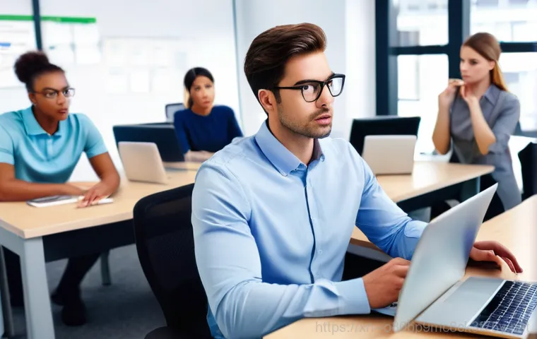 인창동 네트워크구축 설정 및 세팅오류해결 - A professional IT technician, wearing a clean work uniform, meticulously installing network cables a... 인창동 네트워크구축 설정 및 세팅오류해결 - A professional IT technician, wearing a clean work uniform, meticulously installing network cables a...