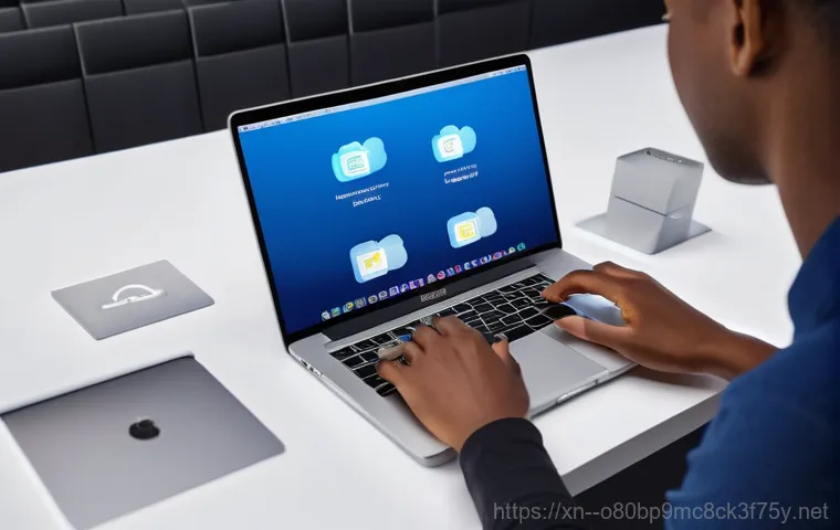 장안구 해킨토시 재설치 포맷  초기화 - A person in a modern home office setting, looking stressed and frustrated at a desktop computer moni... 장안구 해킨토시 재설치 포맷  초기화 - A person in a modern home office setting, looking stressed and frustrated at a desktop computer moni...