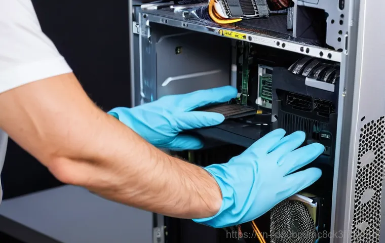 신장동 VGA조립 및 교체수리 - A highly skilled computer technician, approximately in their 40s, wearing a clean, practical work sh... 신장동 VGA조립 및 교체수리 - A highly skilled computer technician, approximately in their 40s, wearing a clean, practical work sh...
