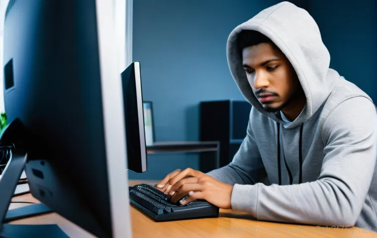 금사면 STATUS_INVALID_PARAMETER - **Prompt:** A young adult, looking intensely frustrated and confused, sits at a modern desk with a c...