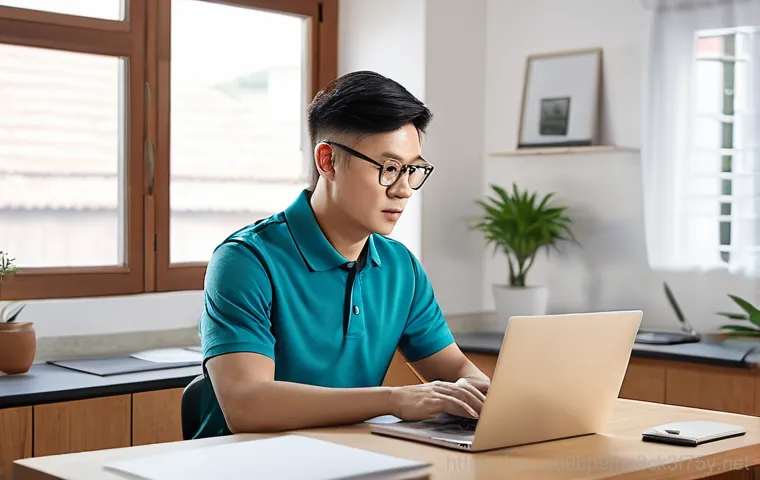 목감동 출장방문윈도우 windows 설치 - A frustrated person, looking exasperated, sits in front of an older, slow-performing laptop displayi... 목감동 출장방문윈도우 windows 설치 - A frustrated person, looking exasperated, sits in front of an older, slow-performing laptop displayi...